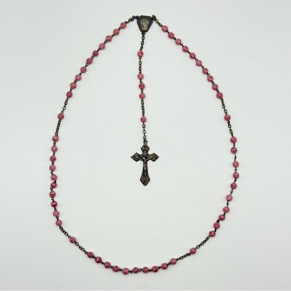 Vintage‎ Pink Glass Rosary - Picture 1 of 5